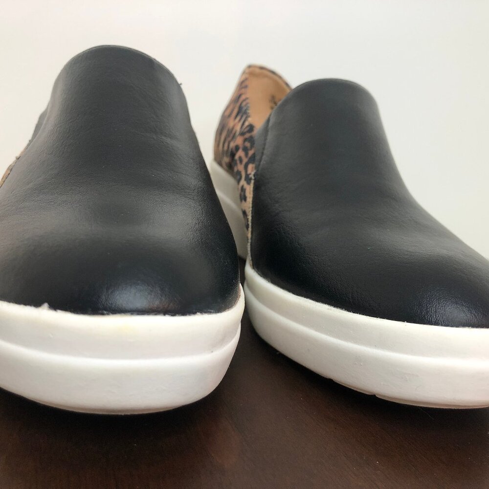 Naturalizer Sandra Slip-on Wedges Black Smooth and Leopard Print Finish Sz. 8.5 - Picture 2 of 6